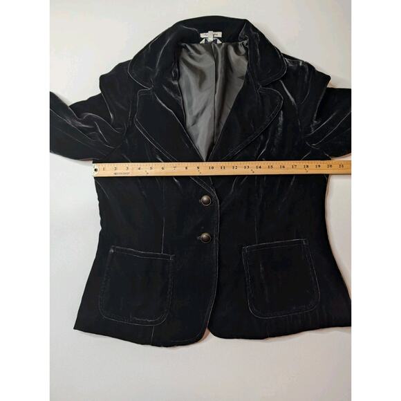 VTG 90s LL Bean Black Velvet Blazer Women’s Size 14 Silk Blend Gold Button... - Picture 12 of 14